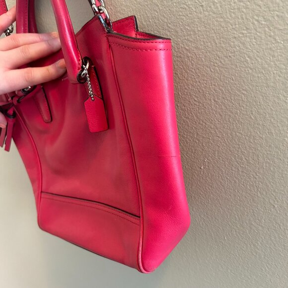 Coach Legacy Mini Tanner Satchel Bag Pink Scarlet Purse Leather Tassel Handbag - Picture 5 of 8